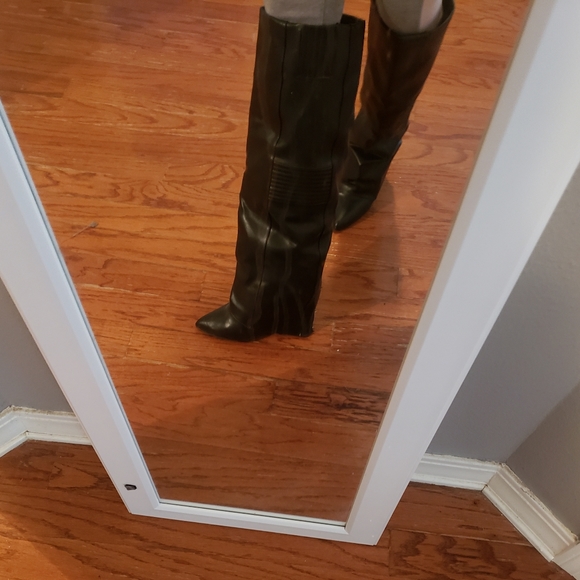 Black wedge knee high boots - Picture 7 of 7